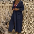 thumbnail image 2 of Manteau d'Hiver Automne pour Femmes Trench-Coat Chaud Col Rond Tricoté Ample Ouvert Mi-Longueur Cardigan Mode, 2 of 5