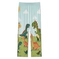 thumbnail image 4 of Cute Dinos in Sunny Field Womens Pyjamas Set Button Up Pyjamas Womens with Long Sleeve Top And Wide Leg Pants V-neck Loungewear Sets, 4 of 9