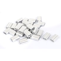 Unique Bargains Double Hole Aluminum Sleeves Silver Tone 30 Pcs for 1/4" Wire Rope