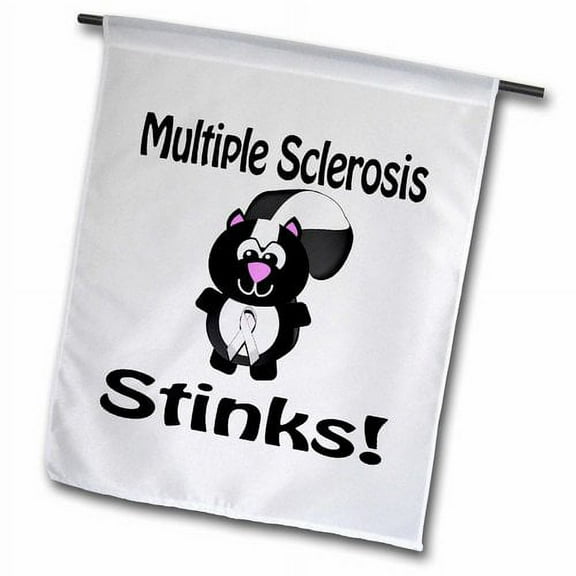 3dRose, Multiple Sclerosis Stinks Skunk Awareness Ribbon Cause Design, 18 x 27 inch Garden Flag