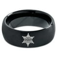 thumbnail image 2 of Tungsten Sheriff Deputy Authoriy Crest Badge Band Ring 8mm Men Women Comfort Fit Black Dome Brushed Polished, 2 of 4