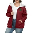 thumbnail image 2 of Wowcloth Women's Plus Size Christmas-Themed Fleece-Lined Heavyweight Zip-Up Hoodie - Drop Shoulder Long Sleeve Casual Streetwear for Winter Warmth, 2 of 6