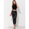 thumbnail image 3 of Top corto de malla con estrellas para mujer, cuello alto, sin mangas, transparente, camiseta sin mangas para fiesta Negro XS, 3 of 5