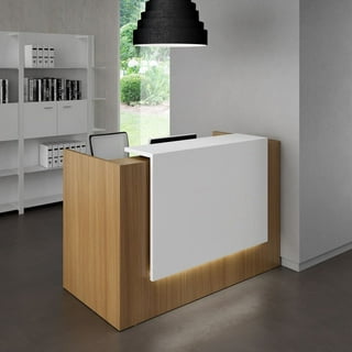 White tufted reception desk deals
