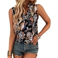 thumbnail image 1 of Mujer Elegante Top Sin Mangas Con Cuello En V Camiseta Estampada Cómoda Blusa Sin Mangas Casual Negro L, 1 of 4