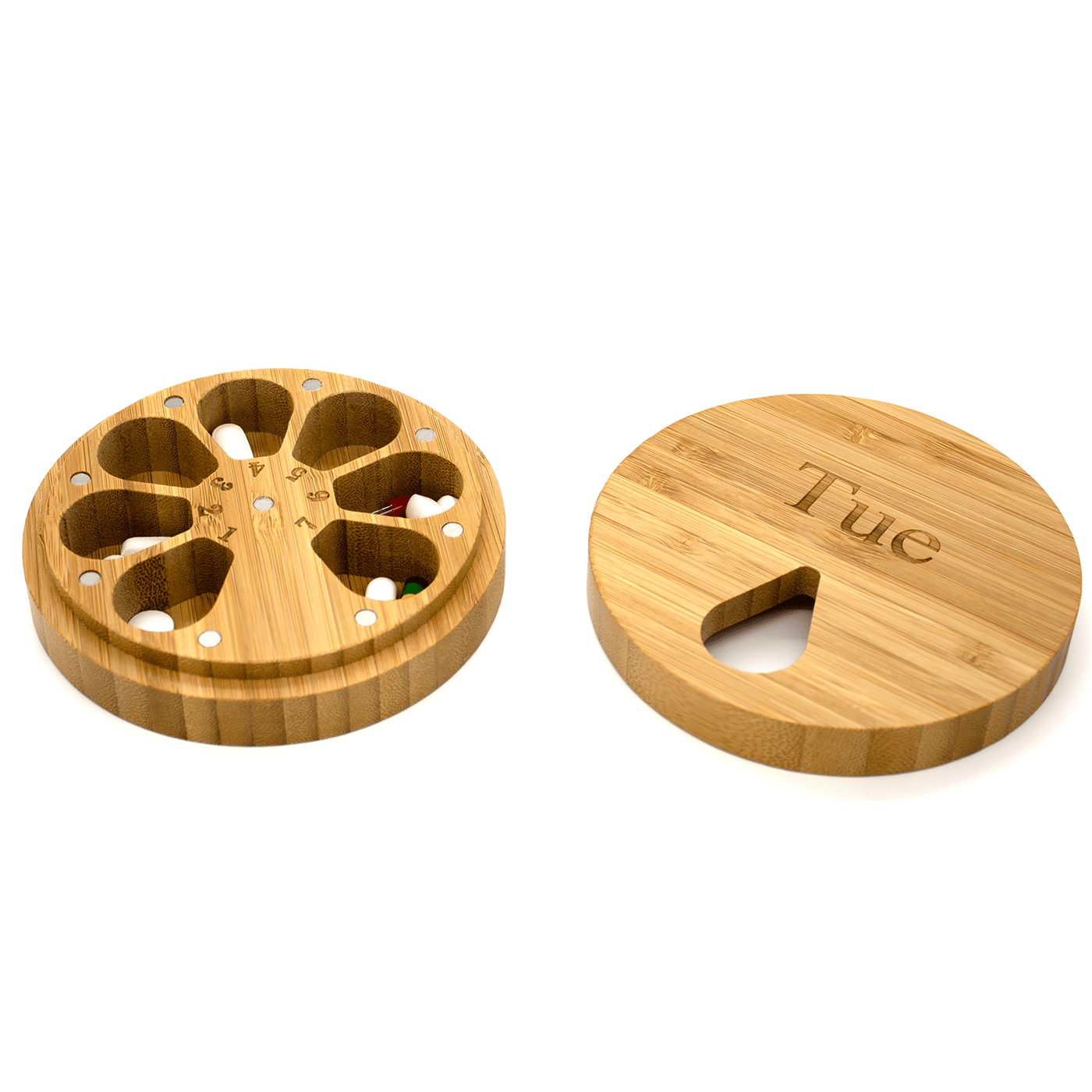 e-pill Bamboo Weekly Pill Organizer, 7 Day Pill Box for Tablets, Vitamins or Supplements