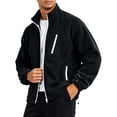 thumbnail image 4 of Men's Full Zip Fleece Jacket Lightweight Warm Soft Polar Jackets Long Sleeve Stand Collar Outdoor Hiking Casual Coat, 4 of 5