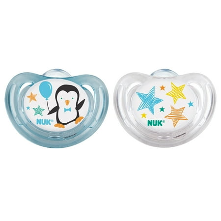 NUK Airflow Orthodontic BPA Free Silicone Pacifier, 0-6 Months, Blue Penguin, 2 Ct