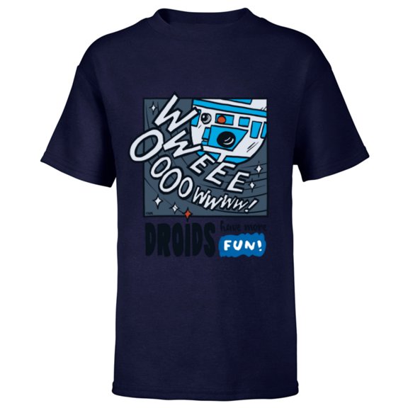 Star Wars R2-D2 Droids Have More Fun - Short Sleeve T-Shirt for Kids - Customized-Navy