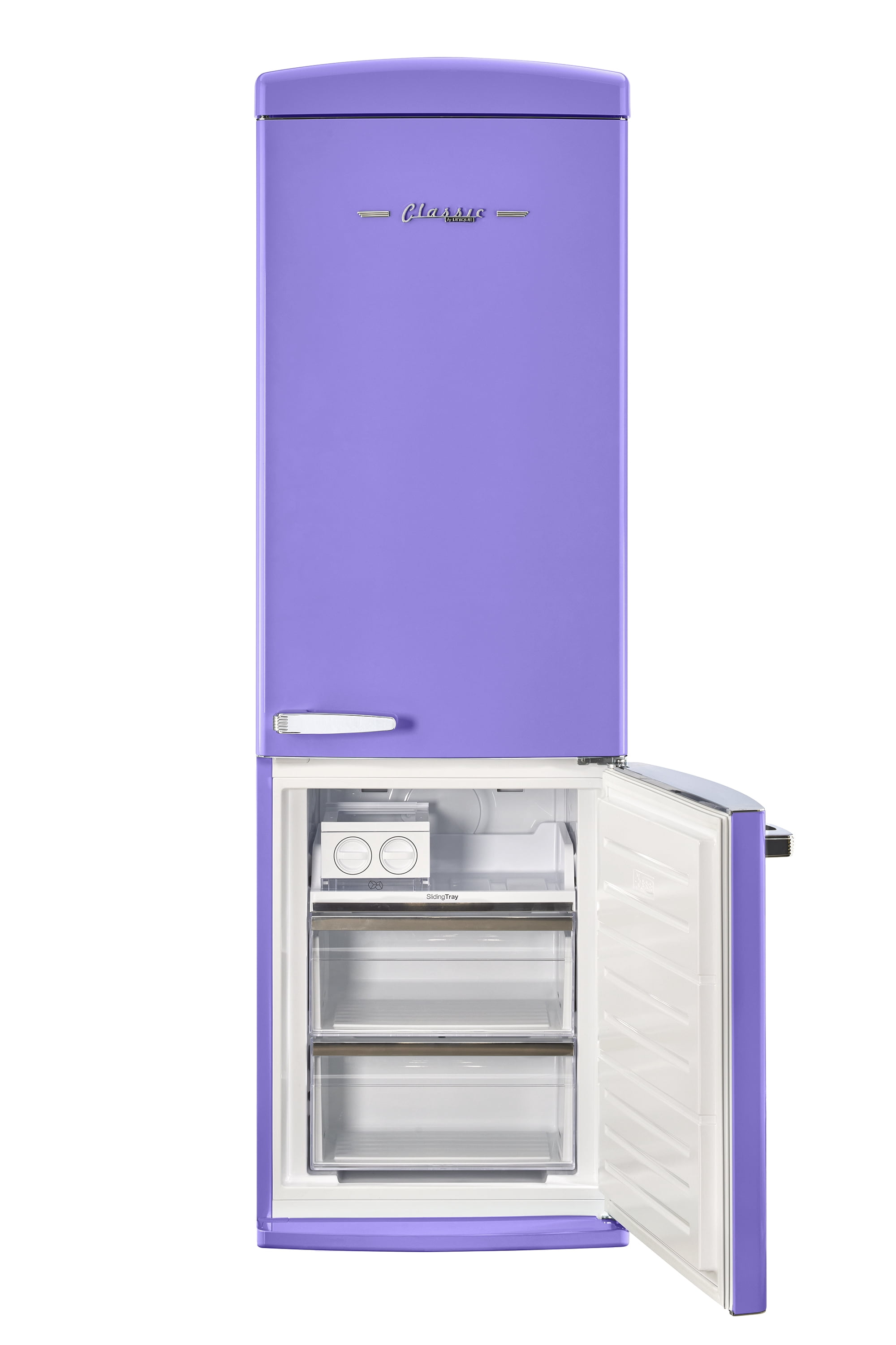 Unique Appliances Classic Retro 12 Cu.ft. 2-Door Glass Door Bottom-Freezer Refrigerator in Violet