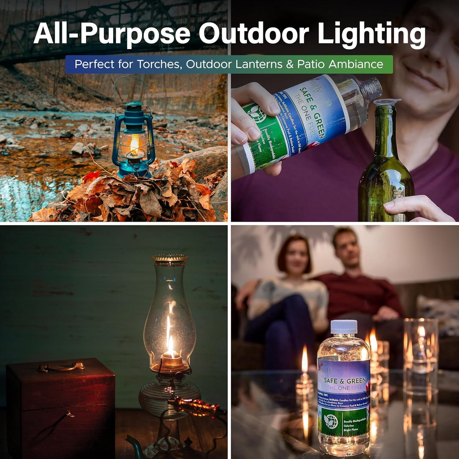 Firefly Fuel Eco-Friendly Tiki Torch Fuel, Lamp Oil, Clear, 16 oz