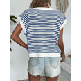 thumbnail image 2 of Womens Crew Neck Casual Sweater Short Sleeve Trendy Spring Summer Top Comfortable Pullover Blue M, 2 of 5