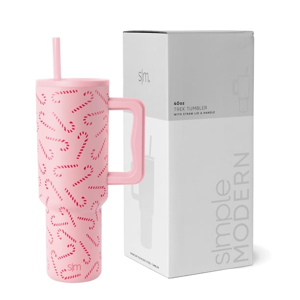 Vaso simple y moderno de 40 oz con asa y tapa con pajita | Botella de agua reutilizable aislada de acero inoxidable, taza de viaje, compatible con portavasos | Regalo para mujeres y hombres | Colecció