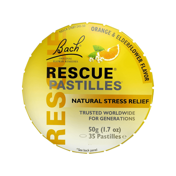 Bach RESCUE PASTILLES, Orange and Elderflower Flavor, Natural Stress Relief Lozenges, 35 Count