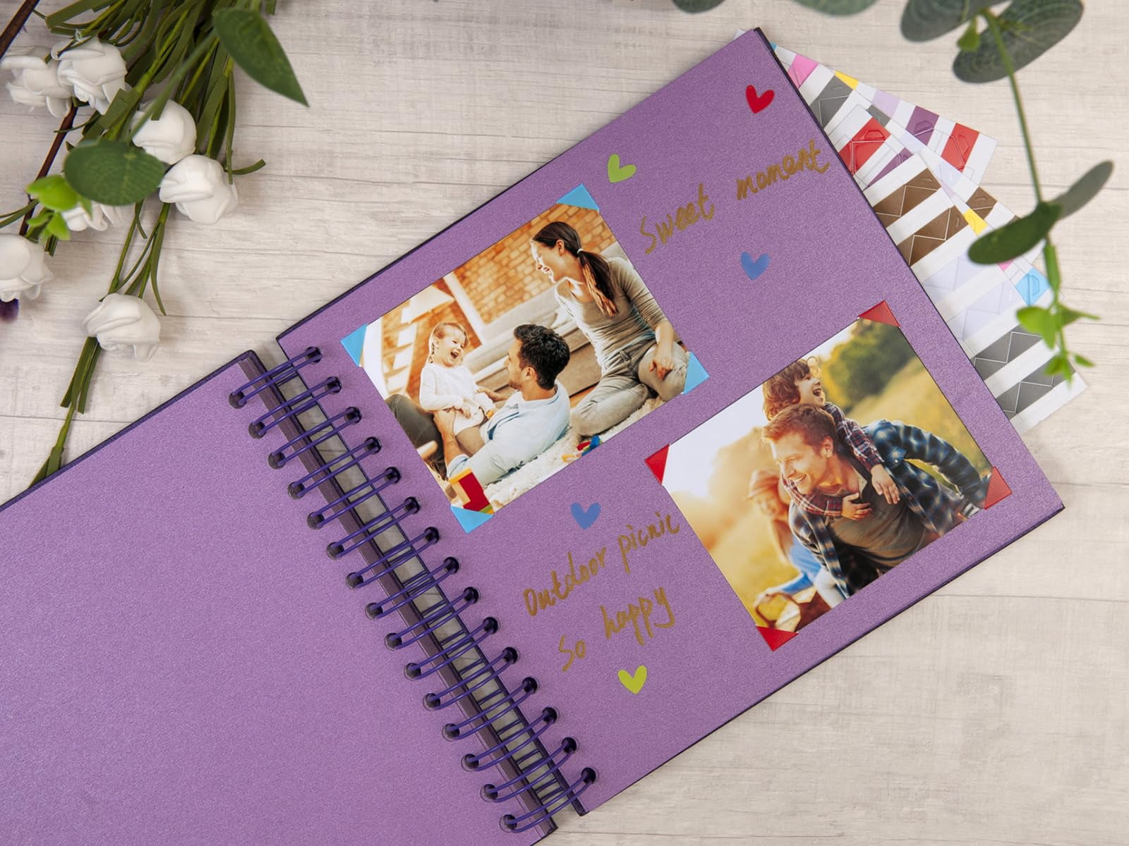 Lanola DIY Scrapbook Album Hardcover Kraft Paper Scrap Book Photo Albums Memory Book for Wedding and Anniversary Family