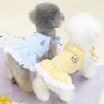 thumbnail image 4 of LYMAYTER Lace Hem Checkered Pattern Button Decor Spring Summer Pet Cartoon Embroidered Lace-up Design Puppy Sling Skirt Cute Pet, 4 of 7