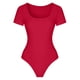 thumbnail image 4 of Gibobby Mono Ajustado de Verano Body de manga corta con cuello redondo para mujer, mono Sexy, mono, pijama, mono básico de Color sólido(Rojo， S), 4 of 5