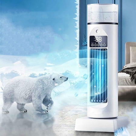 ROLKFUK Evaporative Air Cooler, 3-in-1 Desktop Cooling Fan with Humidifier, 6 Speeds & 8-Hour Timer, USB Powered Personal Tower Fan for Bedroom Office Desk, White