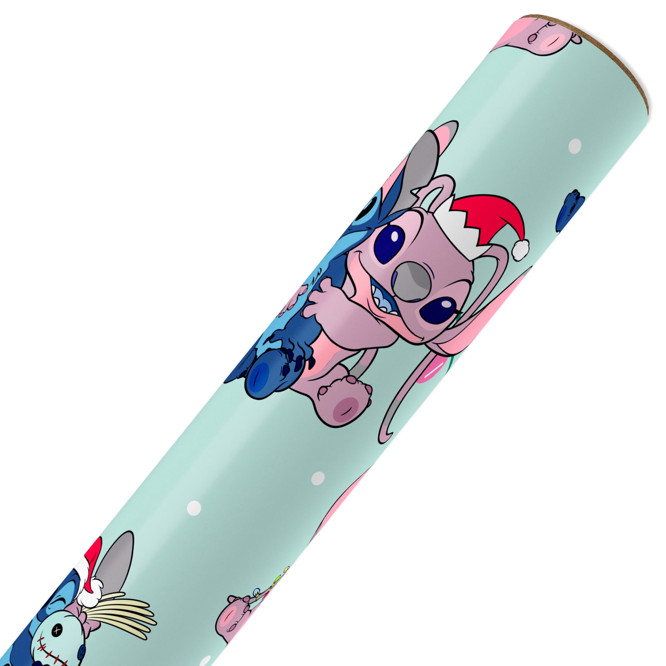 Plus Mark 40 in. Lilo and Stitch Light Blue Christmas Wrapping Paper with Cutlines (60 Sq. ft., 1-Roll)