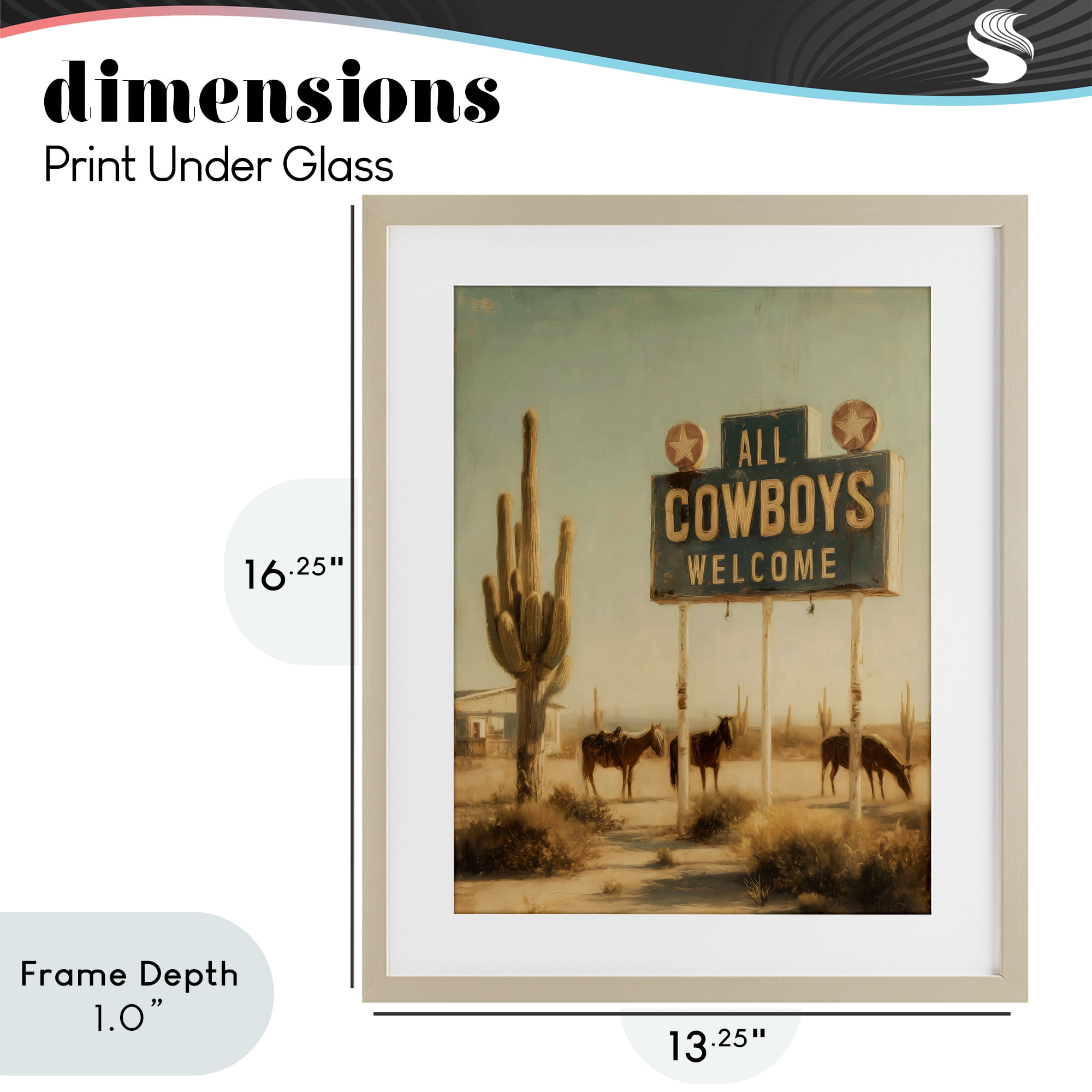 Stupell Industries All Cowboys Welcome Desert Birch Framed Print Under Glass, design by Arlington Prints