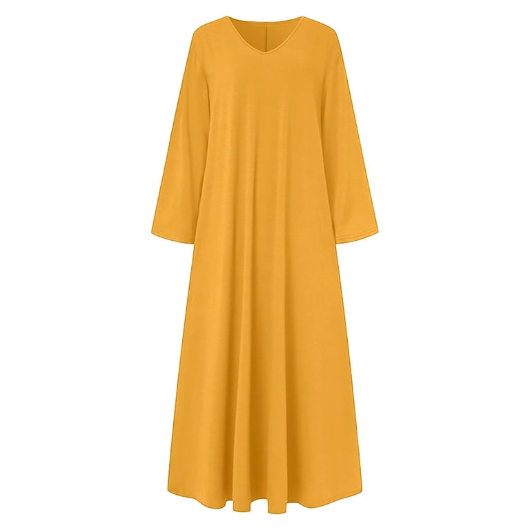Women's Long Sleeved T-shirt Dress Loose Round Neck Casual Maxi Dresses -  Walmart.com