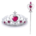 thumbnail image 1 of Conjunto de corona y varita de princesa con accesorios de princesa con purpurina para niñas, 1 of 10
