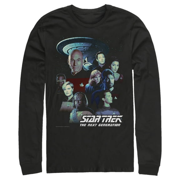 Men's Star Trek: The Next Generation Starfleet Classic Color Crew Poster  Long Sleeve Shirt Black Large