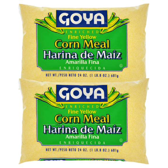 Goya Fine Yellow Cornmeal 24oz (2 Pack) – Gluten Free Harina de Maíz – Fine Ground Corn Flour for Cornbread, Porridge & Baking