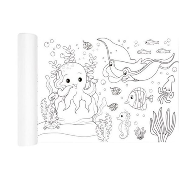veasfak Rouleau de Papier à Colorier Jouets Éducatifs Rouleau de Dessin pour Enfants Monde sous-Marin