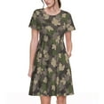 thumbnail image 1 of Easygdp Camouflage maple para Vestido Transpirable de Mujer, Vestido Suelto de Manga Corta con Pliegues y Bolsillos para el Verano, 1 of 6