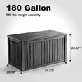 thumbnail image 6 of fazzn 180 Gallon Resin Deck Box Waterproof Outdoor Storage Box for Patio Furniture Pool Accessories Indoor Storage for Cushion Garden Tools (Black), 6 of 7