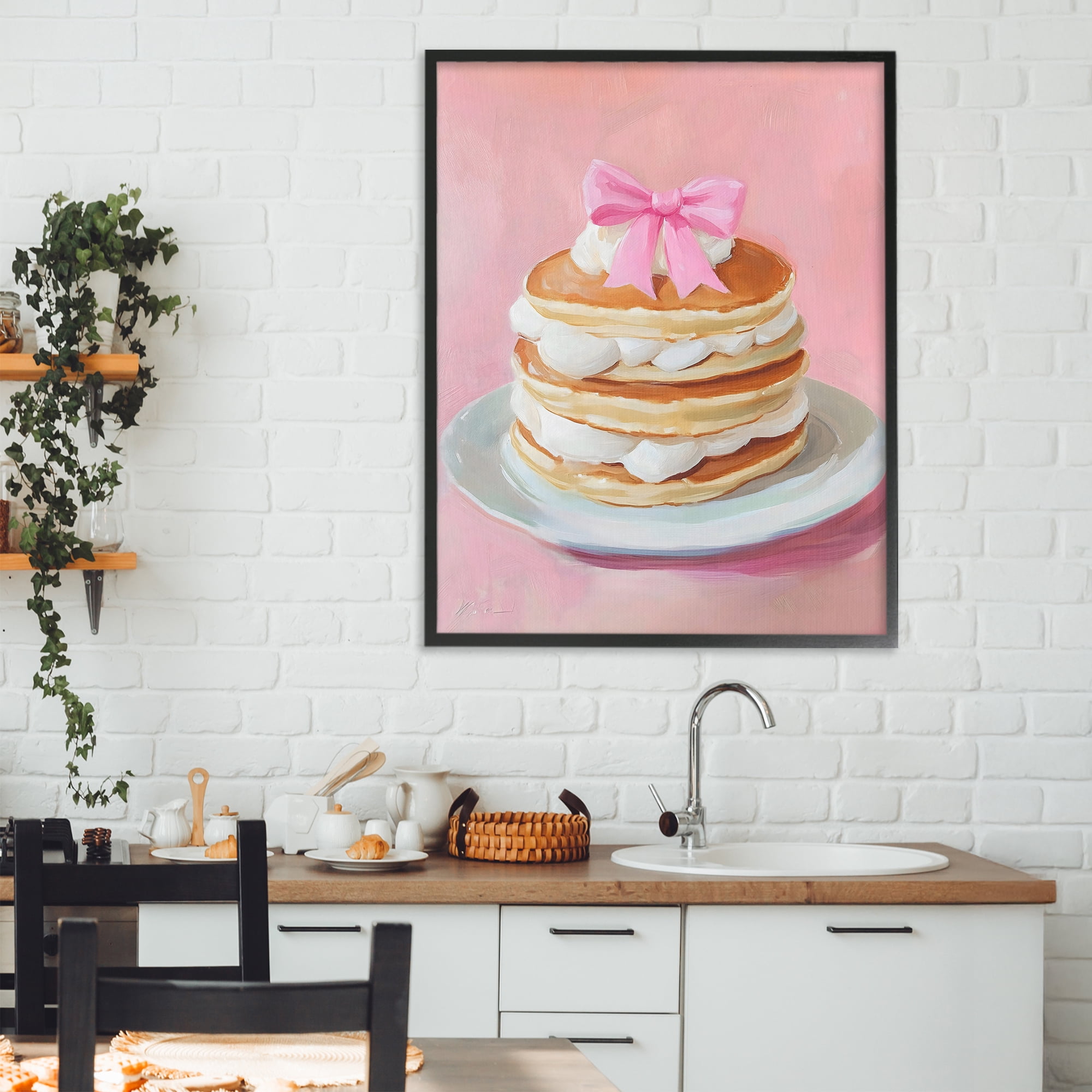 Stupell Industries Coquette Pancakes with Whipped Cream Black Framed Giclee Art, design by The Prints Vibe