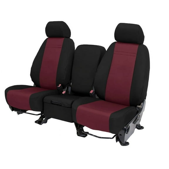 CalTrend Front Cordura Seat Covers for 2013-2017 Buick/Chevy/GMC Enclave|Traverse|Acadia - CV512-15CC Burgandy Insert with Black Trim