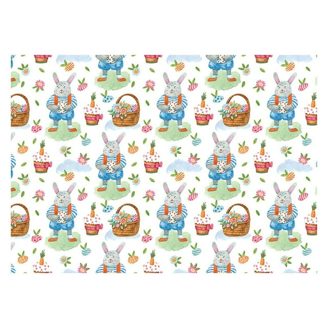 Ornament Easter Wrapping Paper Holiday Wrap with Egg Bunny 20X28 Inches 1Pc Foldable Sheets Easy to
