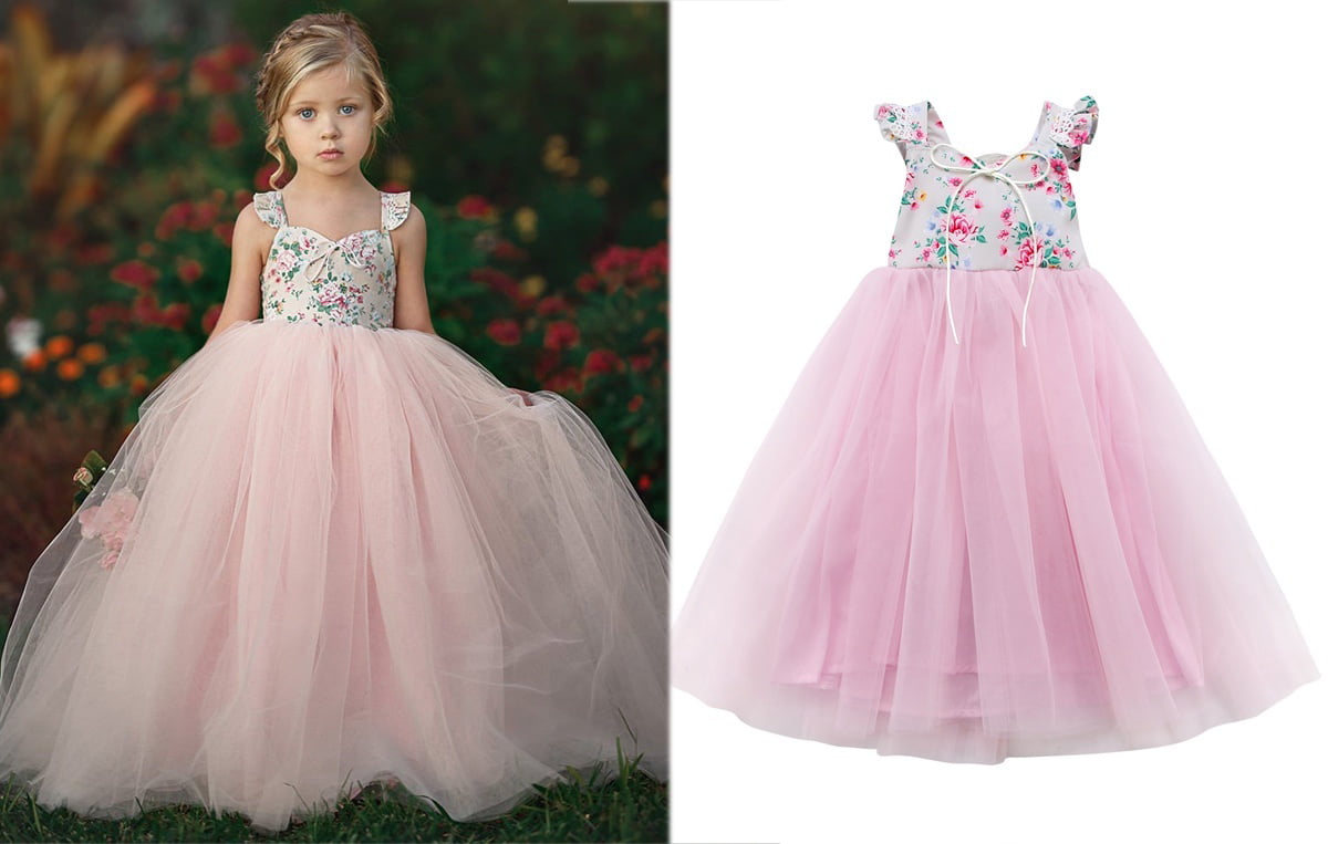 Flower Girl Summer Princess Dress Kid Baby Party Wedding Pageant Dresses Clothes 