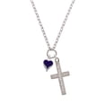 thumbnail image 2 of Delight Jewelry Silvertone Small Long Purple Heart Everlasting Love Engraved Cross Zoey Necklace, 28", 2 of 4
