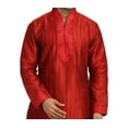 thumbnail image 3 of Saris and Things Kurta Sherwani Rouge Pathani - Tenue Ethnique Indienne pour Hommes. Ce Produit Est Fait sur Commande., 3 of 4