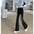 thumbnail image 2 of Pantalones vaqueros de estilo coreano para mujer, Jeans de nicho con piernas anchas naturales, pantalones casuales de cintura alta, 2 of 4