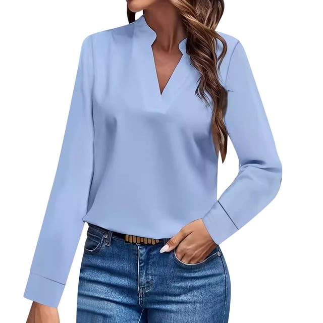 Chemises pour Femmes Femmes Liquidation Femmes Chemises Mélangées Chemise Élégante pour Femmes Col en V à Manches Longues