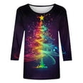 thumbnail image 5 of ‌FDGIU Funny Christmas Shirts for Women - Cute Xmas Tree Print 3/4 Sleeve Blouses, Holiday Tops with Crew Neck, Funny Christmas Tops, 5 of 5