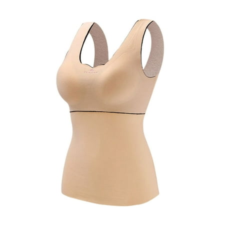 

Women s Slim Vest with Built in Bra Elastic Camisole Comfortable Seamless Tummy Control Shapewear L Skin Color