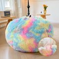 thumbnail image 5 of XeGe Faux Fur Comfy Bean Bag Cover for Living Room(No Filler), Tie Dye Fluffy Stuffed Animal Storage Bean Bag Chair Cover, Furry Fuzzy Big Beanbag Cover for Adult Teen Kid Girl, Anti-slip, Rainbow, 5 of 6