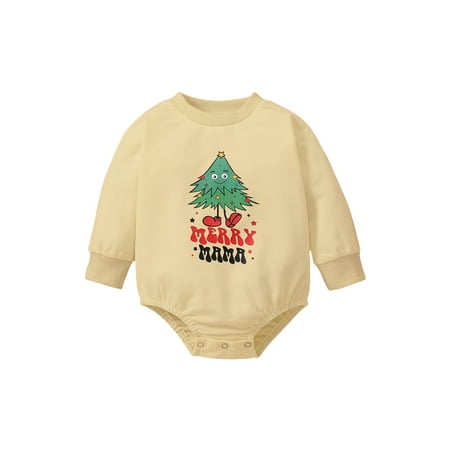 

Bagilaanoe Newborn Baby Girl Boy Christmas Rompers Cartoon Print Long Sleeve Bodysuits 6M 12M 18M 24M Infant Casual One Piece Short Jumpsuit