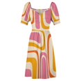 thumbnail image 4 of Palm Springs Rétro Mi-Siècle Moderne Motif Abstrait en Thulien et Orange Robe Sans Manches Femmes Robes Été, 4 of 4