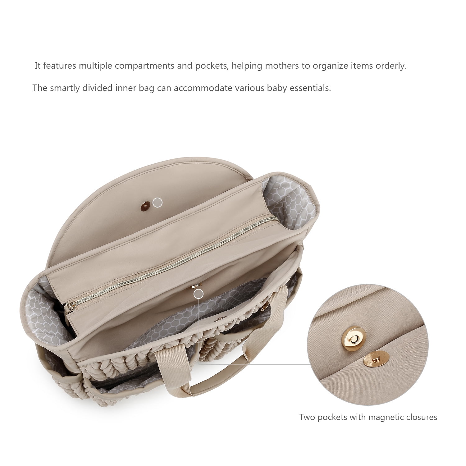 Sunyuer Diaper Bag Tote for Daily Use, Quilted Mommy Bag Function Maternity Bag Diaper Changing Messenger with Shoulder Strap Wet Pocket