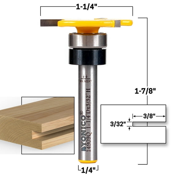 3/32" Top Bearing Slot Cutter Router Bit - 1/4" Shank - Yonico 14909q
