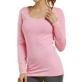 thumbnail image 3 of T-Shirt - Women's Fitted Cotton Long Sleeve Scoop Neck Tee M, Pink, 3 of 4