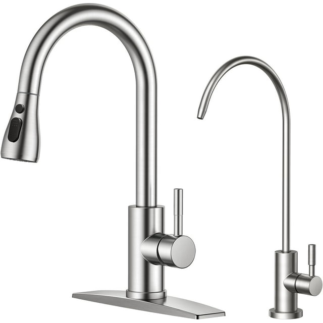 Kitchen Faucet with Pull Down Sprayer Modes Stainless Steel High Arc Vintage Kitchen Sink Faucets Single Handle Pull Out Faucet for Farmhouse Camper Rv Bar for or Hole Matte