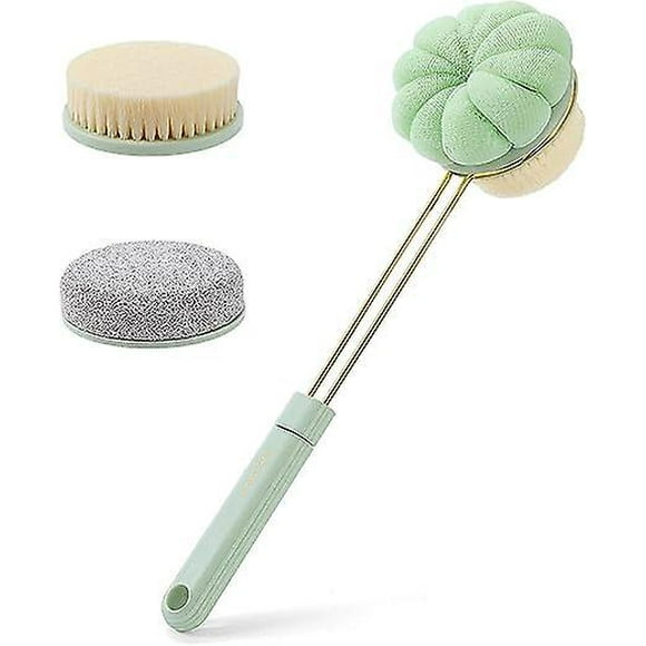 Dww-brosse Dos Douche Long Manche Ponge Fleur(vert Clair) De Douche Pierre Ponce Pied 3 En 1 Accessoires Pour Le Bain