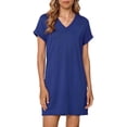 thumbnail image 3 of yillto Womens Plus Size Nightgown Short Sleeve V Neck Loose Comfy Sleepwear Lounge Pjs Nightdress, 3 of 5